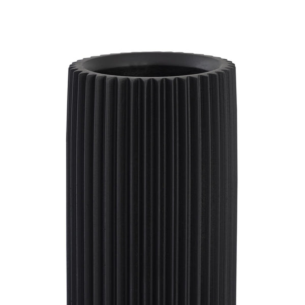 TOV Furniture Jenna Concrete Table Vase - Modern Minimalist Design with Sculptural Grooves for Elegant Décor Black TOV-C18427