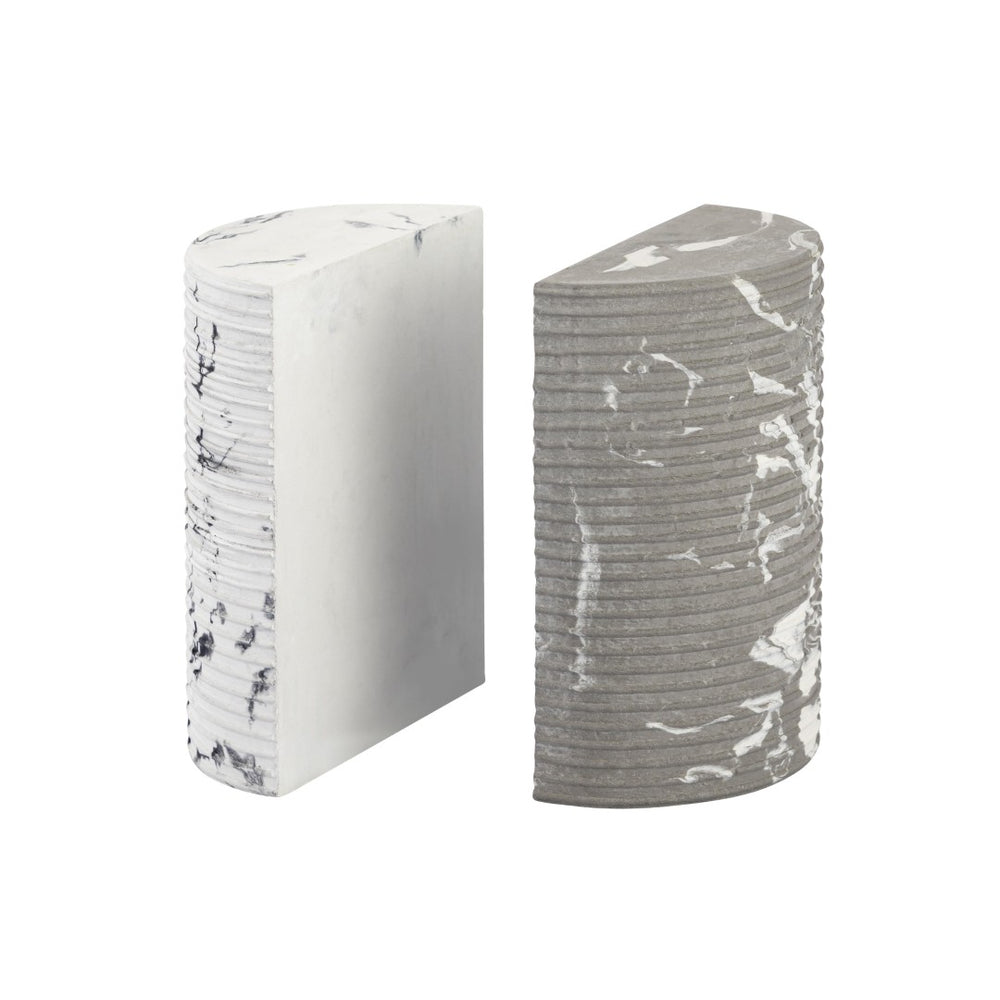 TOV Furniture Terra Concrete Bookends – Elegant Modern Support with White & Grey Marble Veneer for Stylish Decor TOV-C18428