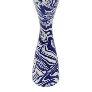 TOV Furniture Serene Blue & White Swirl Resin Candlestick - Handmade Elegance for Modern and Retro Décor Large TOV-C18468