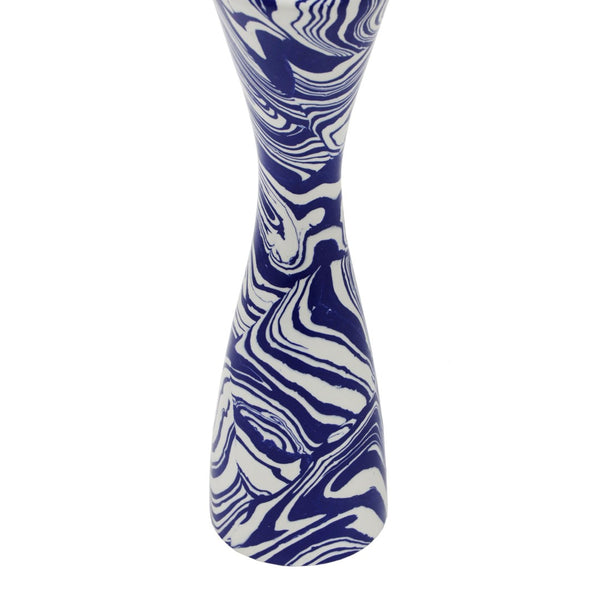 TOV Furniture Serene Blue & White Swirl Resin Candlestick - Handmade Elegance for Modern and Retro Décor Large TOV-C18468