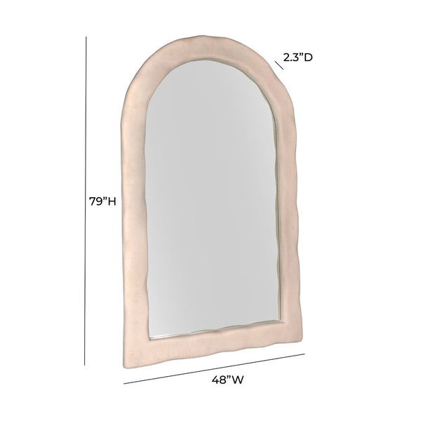 TOV Furniture Kaia Cream Textured Floor Mirror - Sculptural Arched Design for Elegant Spaces, 48"x79" Perfect Fit TOV-C18494