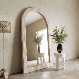 TOV Furniture Kaia Cream Textured Floor Mirror - Sculptural Arched Design for Elegant Spaces, 48"x79" Perfect Fit TOV-C18494