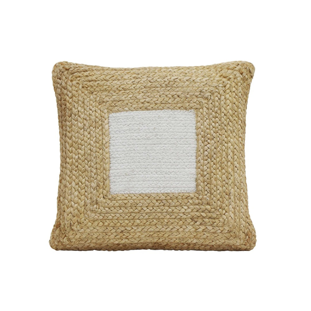 TOV Furniture Blank Mind 17" Square Throw Pillow - Handcrafted Rustic Charm for Cozy Living Spaces and Accents Natural/White TOV-C18514