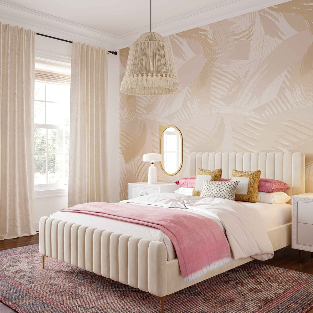 TOV Furniture Blank Mind 17" Square Throw Pillow - Handcrafted Rustic Charm for Cozy Living Spaces and Accents Natural/White TOV-C18514