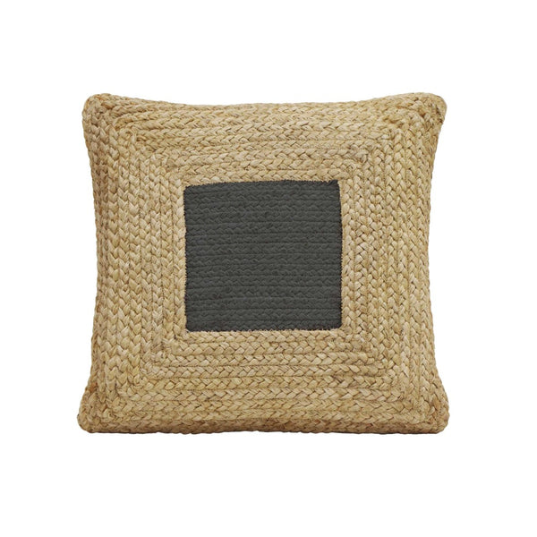 TOV Furniture Blank Mind 17" Square Throw Pillow - Handcrafted Rustic Charm for Cozy Living Spaces and Accents Black/Natural TOV-C18516