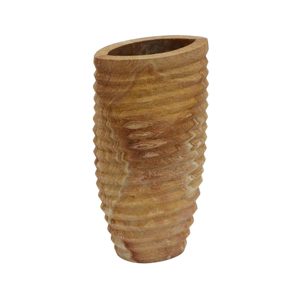 TOV Furniture Saava Ribbed Stone Vase – Handcrafted Sandstone Decor for Floral Arrangements & Home Accents TOV-C18521
