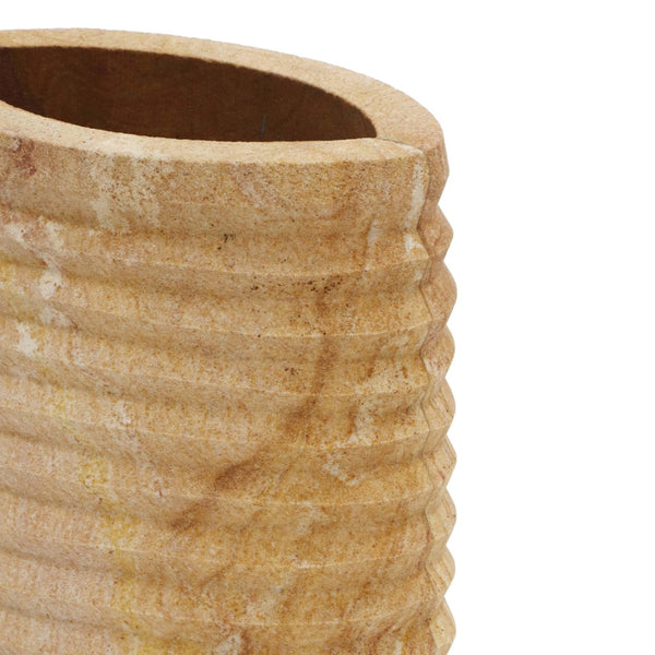 TOV Furniture Saava Ribbed Stone Vase – Handcrafted Sandstone Decor for Floral Arrangements & Home Accents TOV-C18521