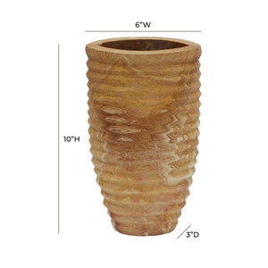 TOV Furniture Saava Ribbed Stone Vase – Handcrafted Sandstone Decor for Floral Arrangements & Home Accents TOV-C18521