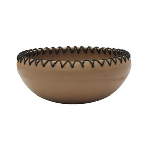 TOV Furniture Souk Natural Terracotta Bowl - Handcrafted Rustic Decor with Jute Trim for Timeless Wabi-Sabi Style TOV-C18566