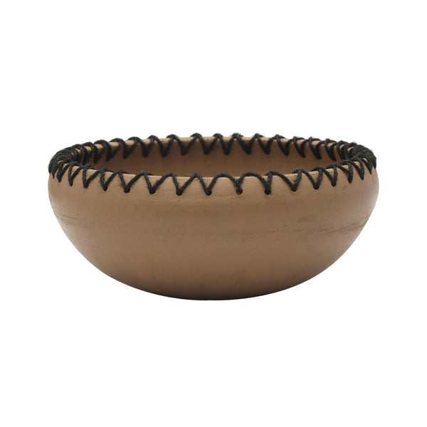 TOV Furniture Souk Natural Terracotta Bowl - Handcrafted Rustic Decor with Jute Trim for Timeless Wabi-Sabi Style TOV-C18566