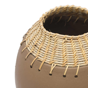TOV Furniture Souk Natural Terracotta Vase - Handcrafted Woven Rattan Accent for Bohemian & Rustic Decor TOV-C18567