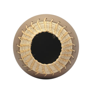 TOV Furniture Souk Natural Terracotta Vase - Handcrafted Woven Rattan Accent for Bohemian & Rustic Decor TOV-C18567