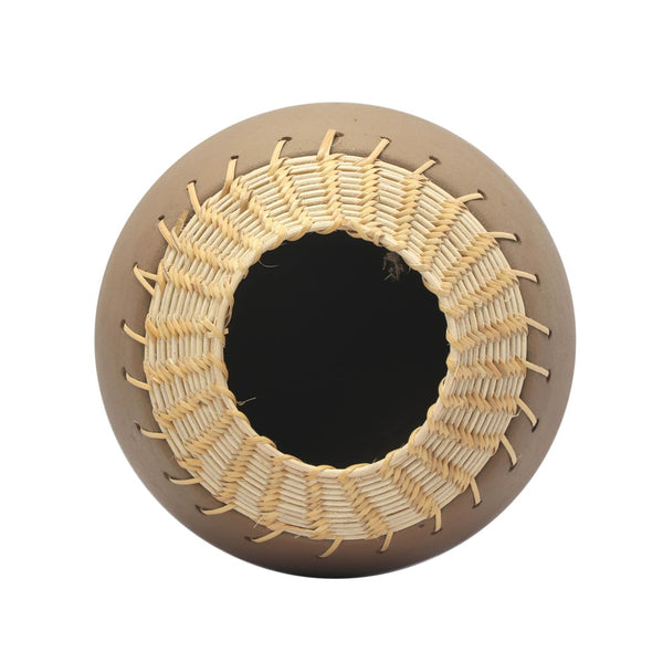TOV Furniture Souk Natural Terracotta Vase - Handcrafted Woven Rattan Accent for Bohemian & Rustic Decor TOV-C18567