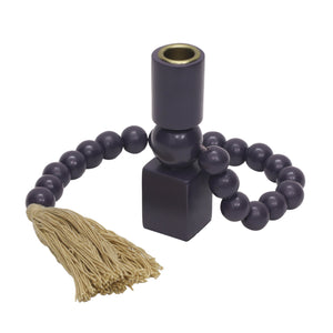 Harrison Wooden Candlestick - Artisan Crafted Totem Design with Textural Tassel for Elegant Decor