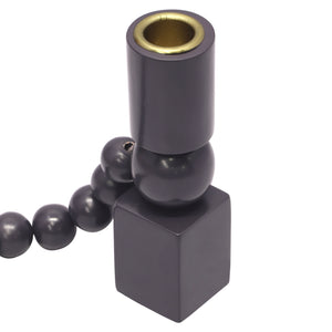 Harrison Wooden Candlestick - Artisan Crafted Totem Design with Textural Tassel for Elegant Decor