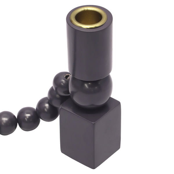 Harrison Wooden Candlestick - Artisan Crafted Totem Design with Textural Tassel for Elegant Decor