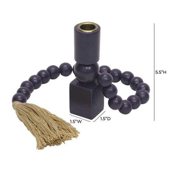 Harrison Wooden Candlestick - Artisan Crafted Totem Design with Textural Tassel for Elegant Decor