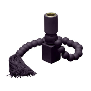 TOV Furniture Harrison Wooden Candlestick – Handcrafted Totem Design with Rustic Beads and Textured Tassel Accent Merlot TOV-C18568