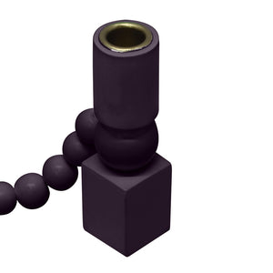 TOV Furniture Harrison Wooden Candlestick – Handcrafted Totem Design with Rustic Beads and Textured Tassel Accent Merlot TOV-C18568