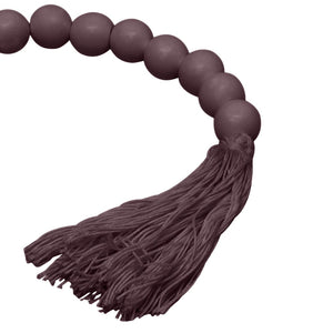 TOV Furniture Harrison Wooden Candlestick – Handcrafted Totem Design with Rustic Beads and Textured Tassel Accent Merlot TOV-C18568