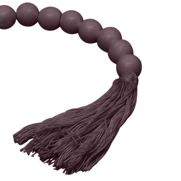 TOV Furniture Harrison Wooden Candlestick – Handcrafted Totem Design with Rustic Beads and Textured Tassel Accent Merlot TOV-C18568