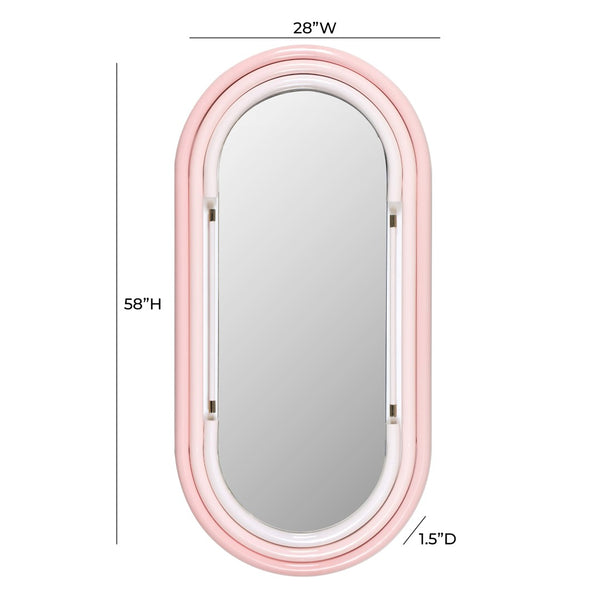 TOV Furniture Neon Oval Wall Mirror - Vibrant Iron Frame with Gold Accents for a Bold, Contemporary Style Pink / Large TOV-C18582