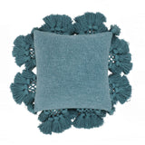 Stone Washed Denim Blue Cotton Tasseled Pillow TOV-C18589 TOV Furniture