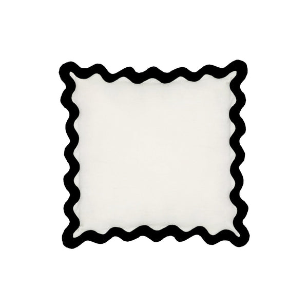TOV Furniture Scalloped Edge 24" Square Throw Pillow Cover – Luxe Two-Tone Accent for Modern Living Spaces Black and White / Pillow Cover Only TOV-C18602-COVER