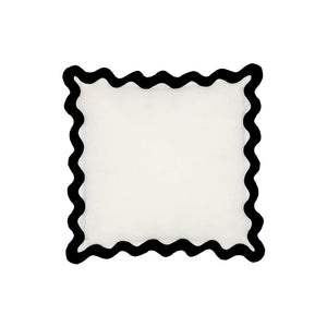 TOV Furniture Scalloped Edge 24" Square Throw Pillow Cover - Luxurious Two-Tone Design for a Whimsical Accent Black and White / With Insert TOV-C18602