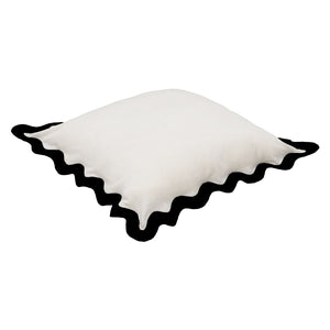 TOV Furniture Scalloped Edge 24" Square Throw Pillow Cover - Luxurious Two-Tone Design for a Whimsical Accent Black and White / With Insert TOV-C18602