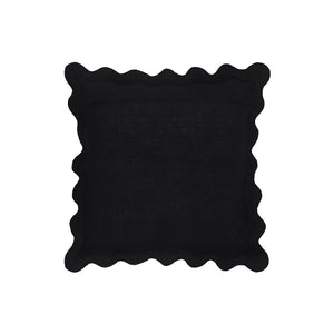 TOV Furniture Scalloped Edge 24" Square Throw Pillow Cover – Luxe Two-Tone Accent for Modern Living Spaces Black and White / Pillow Cover Only TOV-C18602-COVER