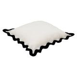 Scalloped Edge Black and White Cotton Velvet Throw Pillow TOV-C18602 TOV Furniture