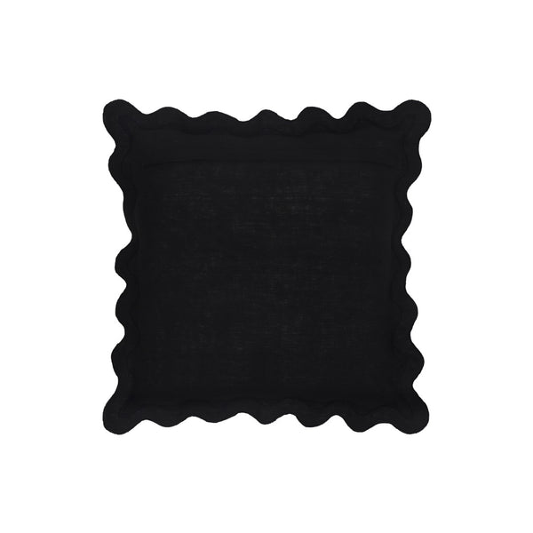 TOV Furniture Scalloped Edge 24" Square Throw Pillow Cover - Luxurious Two-Tone Design for a Whimsical Accent Black and White / With Insert TOV-C18602
