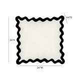 Scalloped Edge Black and White Cotton Velvet Throw Pillow TOV-C18602 TOV Furniture