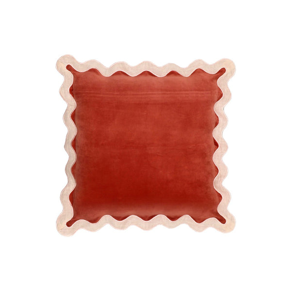 TOV Furniture Scalloped Edge 24" Square Throw Pillow Cover – Luxe Two-Tone Accent for Modern Living Spaces Rust / Pillow Cover Only TOV-C18604-COVER