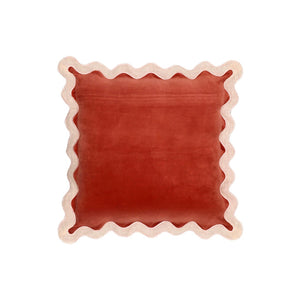 TOV Furniture Scalloped Edge 24" Square Throw Pillow Cover - Luxurious Two-Tone Design for a Whimsical Accent Rust / With Insert TOV-C18604