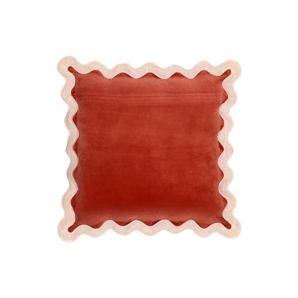 TOV Furniture Scalloped Edge 24" Square Throw Pillow Cover - Luxurious Two-Tone Design for a Whimsical Accent Rust / With Insert TOV-C18604