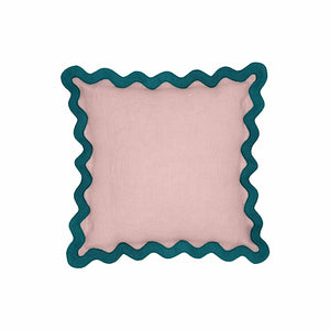 TOV Furniture Scalloped Edge 24" Square Throw Pillow Cover - Luxurious Two-Tone Design for a Whimsical Accent Blue / With Insert TOV-C18605