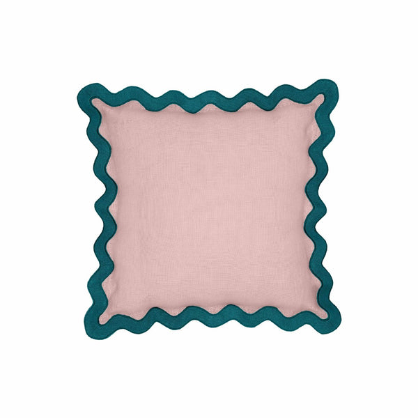TOV Furniture Scalloped Edge 24" Square Throw Pillow Cover - Luxurious Two-Tone Design for a Whimsical Accent Blue / With Insert TOV-C18605
