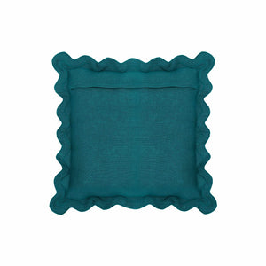 TOV Furniture Scalloped Edge 24" Square Throw Pillow Cover - Luxurious Two-Tone Design for a Whimsical Accent Blue / With Insert TOV-C18605