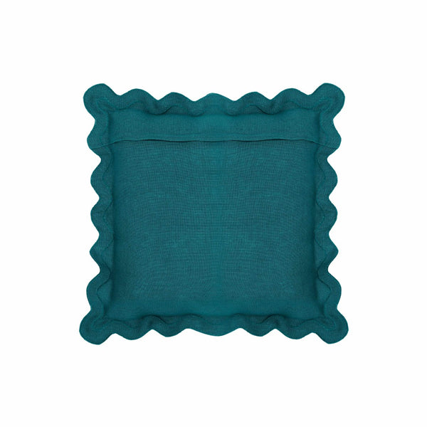 TOV Furniture Scalloped Edge 24" Square Throw Pillow Cover - Luxurious Two-Tone Design for a Whimsical Accent Blue / With Insert TOV-C18605