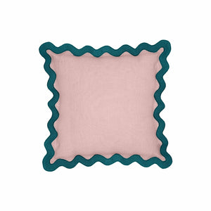 TOV Furniture Scalloped Edge 24" Square Throw Pillow Cover - Luxurious Two-Tone Design for a Whimsical Accent Blue / With Insert TOV-C18605