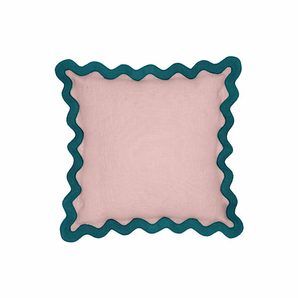 TOV Furniture Scalloped Edge 24" Square Throw Pillow Cover - Luxurious Two-Tone Design for a Whimsical Accent Blue / With Insert TOV-C18605