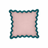 Scalloped Edge Blue and Pink Linen Throw Pillow TOV-C18605 TOV Furniture