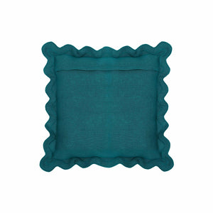 TOV Furniture Scalloped Edge 24" Square Throw Pillow Cover - Luxurious Two-Tone Design for a Whimsical Accent Blue / With Insert TOV-C18605