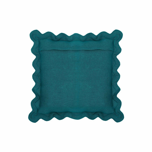 TOV Furniture Scalloped Edge 24" Square Throw Pillow Cover - Luxurious Two-Tone Design for a Whimsical Accent Blue / With Insert TOV-C18605