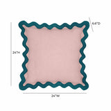 Scalloped Edge Blue and Pink Linen Throw Pillow TOV-C18605 TOV Furniture