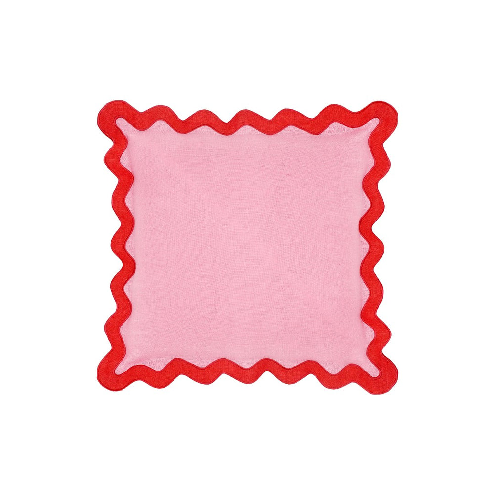 TOV Furniture Scalloped Edge 24" Square Throw Pillow Cover – Luxe Two-Tone Accent for Modern Living Spaces Pink / Pillow Cover Only TOV-C18606-COVER