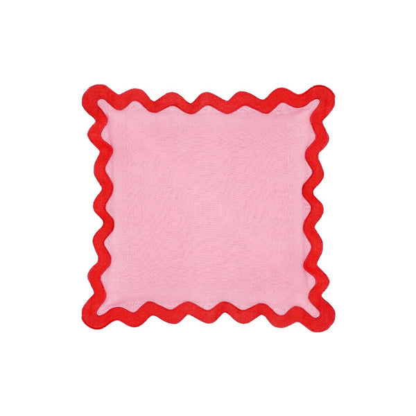 TOV Furniture Scalloped Edge 24" Square Throw Pillow Cover – Luxe Two-Tone Accent for Modern Living Spaces Pink / Pillow Cover Only TOV-C18606-COVER