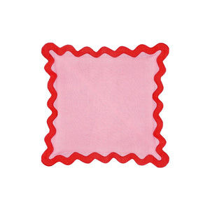 TOV Furniture Scalloped Edge 24" Square Throw Pillow Cover - Luxurious Two-Tone Design for a Whimsical Accent Pink / With Insert TOV-C18606